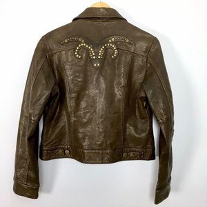 Hidesign Leather Jacket, Steer Studs Geisha Brown
